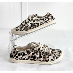 TIME & TRU Leopard Slip On Scrunch Back Sneakers Memory Foam Women's 6.5